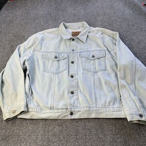 Vintage Denim Express Jacket Mens XL Light Wash Trucker Biker 100% Cotton 90s